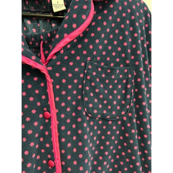 Bay Studio Womens Polka Dot Pajama Set L Polyester Navy Pink - Picture 4 of 11